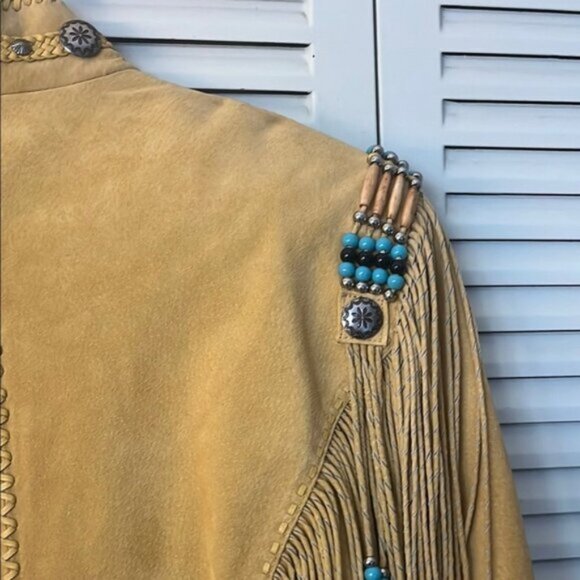 Cripple Creek 100% Leather Fringe Western Jacket M Beaded Cowgirl Rodeo Style - Picture 11 of 11